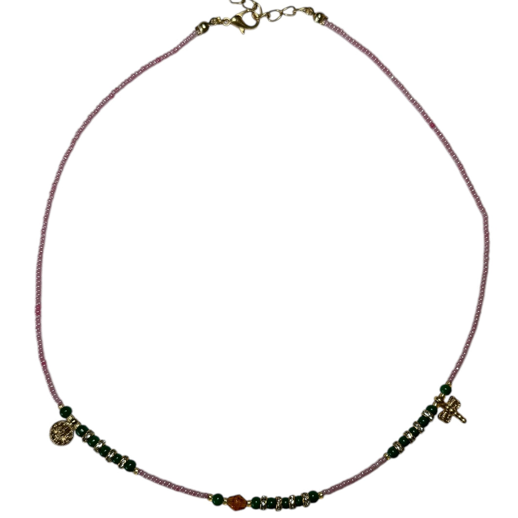 Pink/Green Dragonfly Necklace