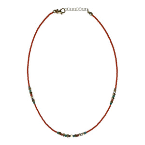 Orange Gold Beaded Necklace